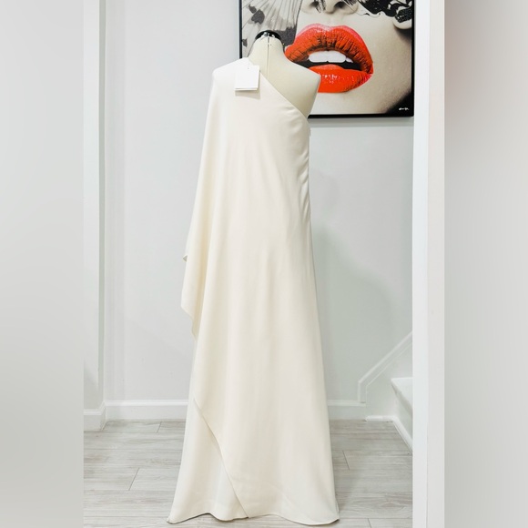 Sparrow Draped One-Shoulder Silk Gown Long Dress in White - Picture 6 of 14